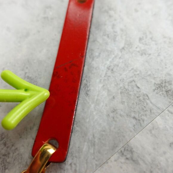 VINTAGE Gold Chain Belt Size Small Red Leather Metal‎ Link Ladies 90s Fashion main image 2